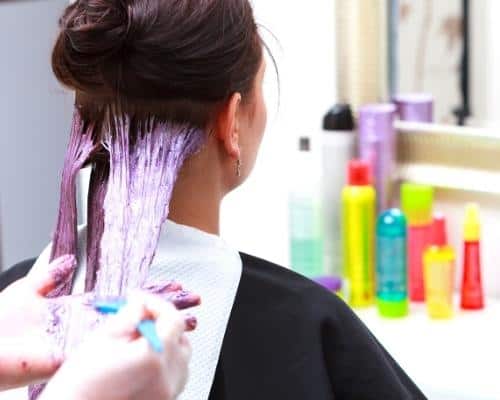 Temporary purple hair dye for dark hair
