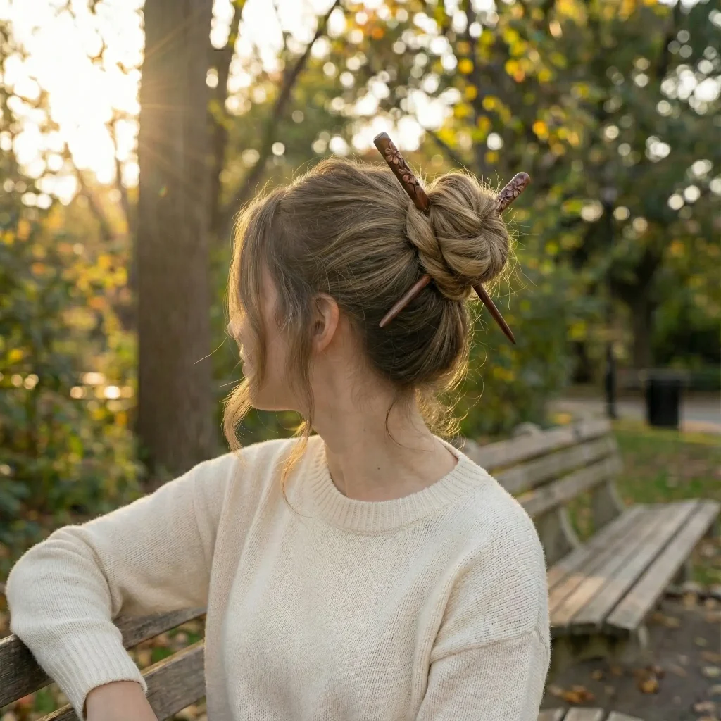 The simple, Hair Sticks and Forks hairstyle